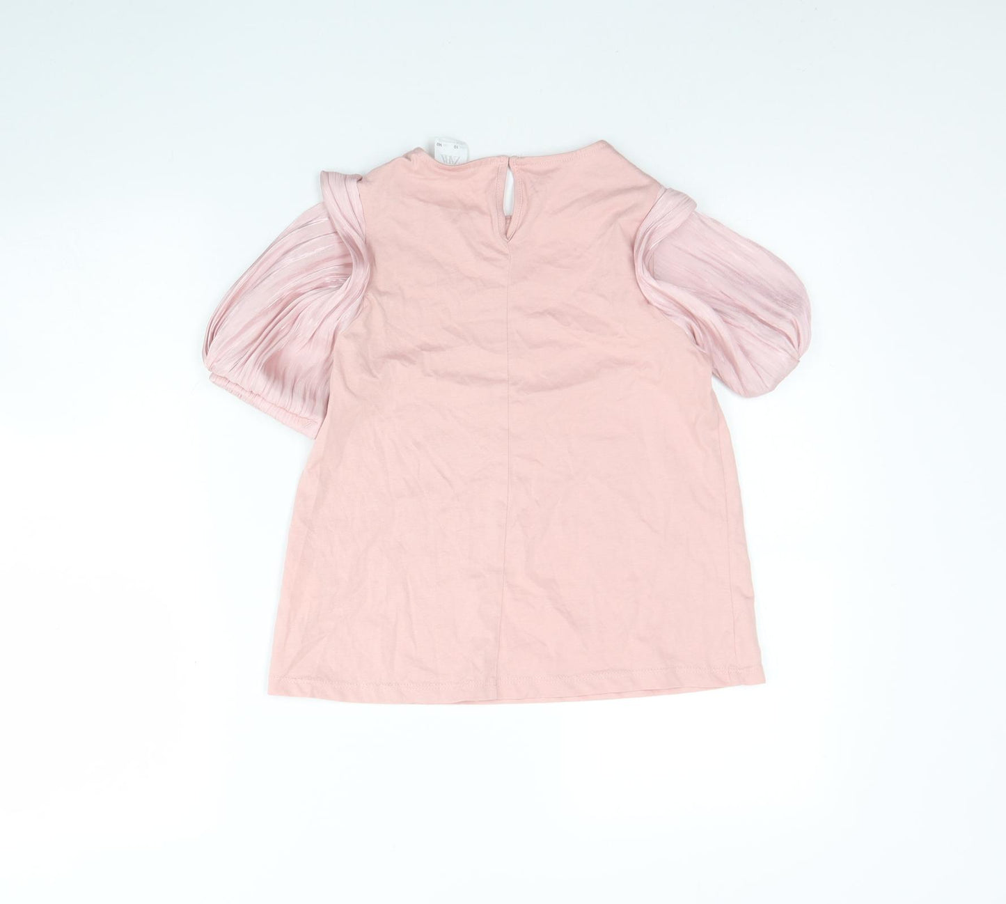 Zara Girls Pink  Cotton Basic Blouse Size 10 Years Round Neck