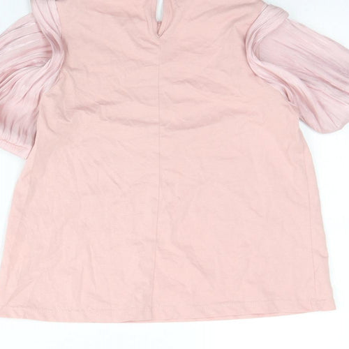 Zara Girls Pink  Cotton Basic Blouse Size 10 Years Round Neck
