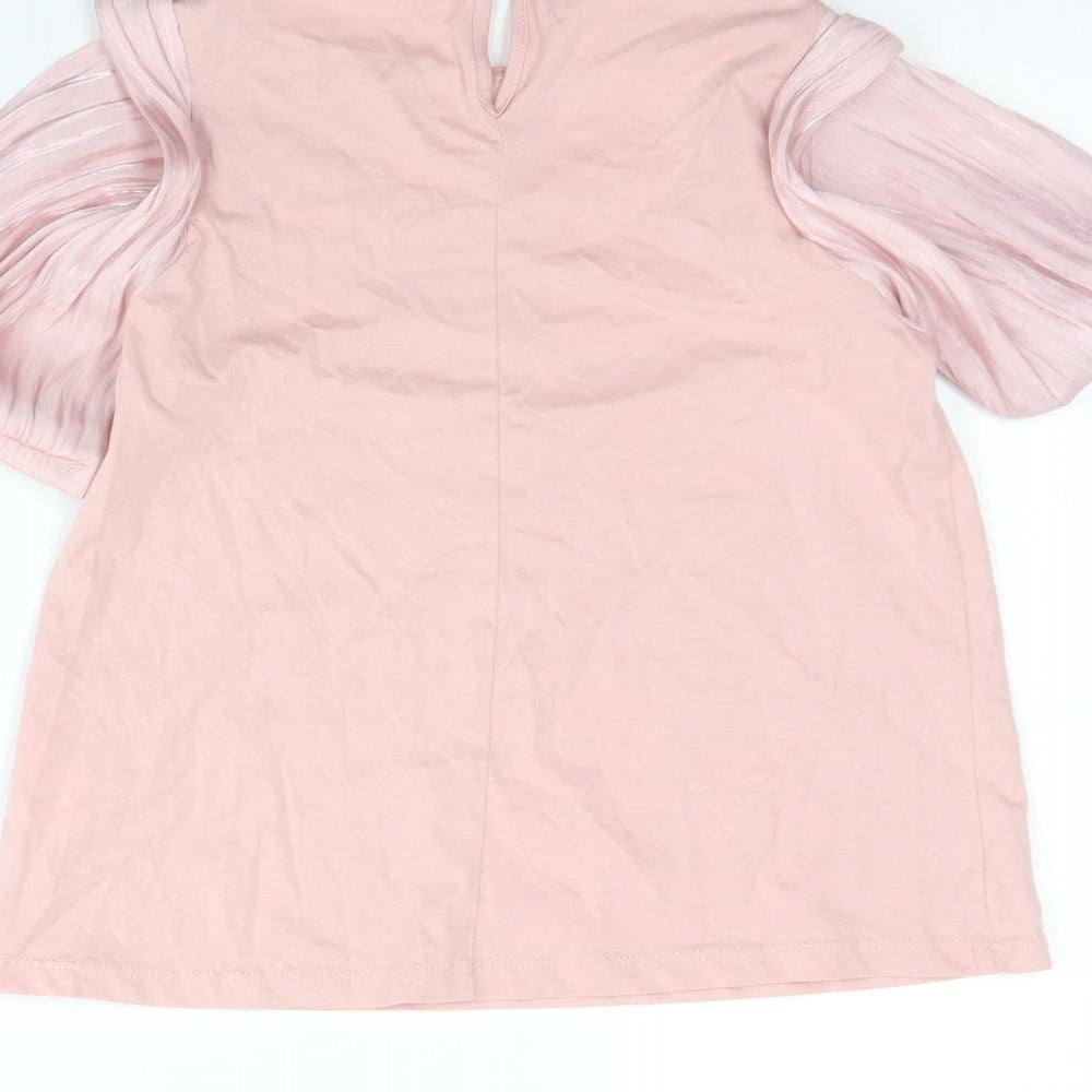 Zara Girls Pink  Cotton Basic Blouse Size 10 Years Round Neck