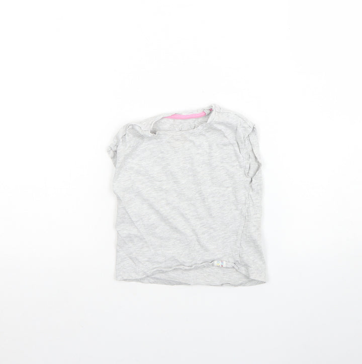 lily & Dan Girls Grey Cotton Basic T-Shirt Size 3 Years Round Neck