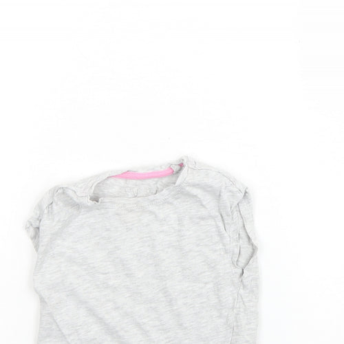 lily & Dan Girls Grey  Cotton Basic T-Shirt Size 3 Years Round Neck