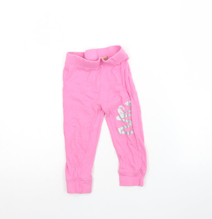 Preworn Girls Pink Cotton Capri Trousers Size 2 Years Regular
