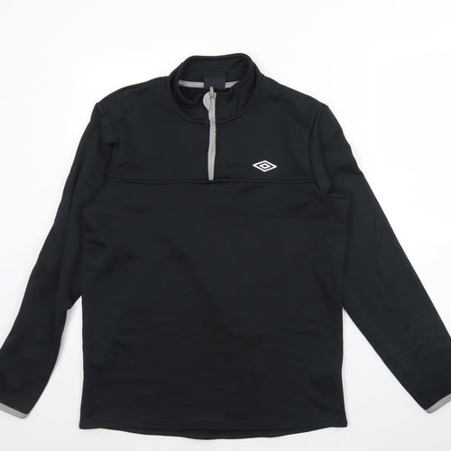 Umbro Mens Black High Neck  Polyester Henley Jumper Size M