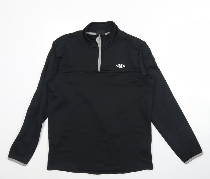 Umbro Mens Black High Neck Polyester Henley Jumper Size M