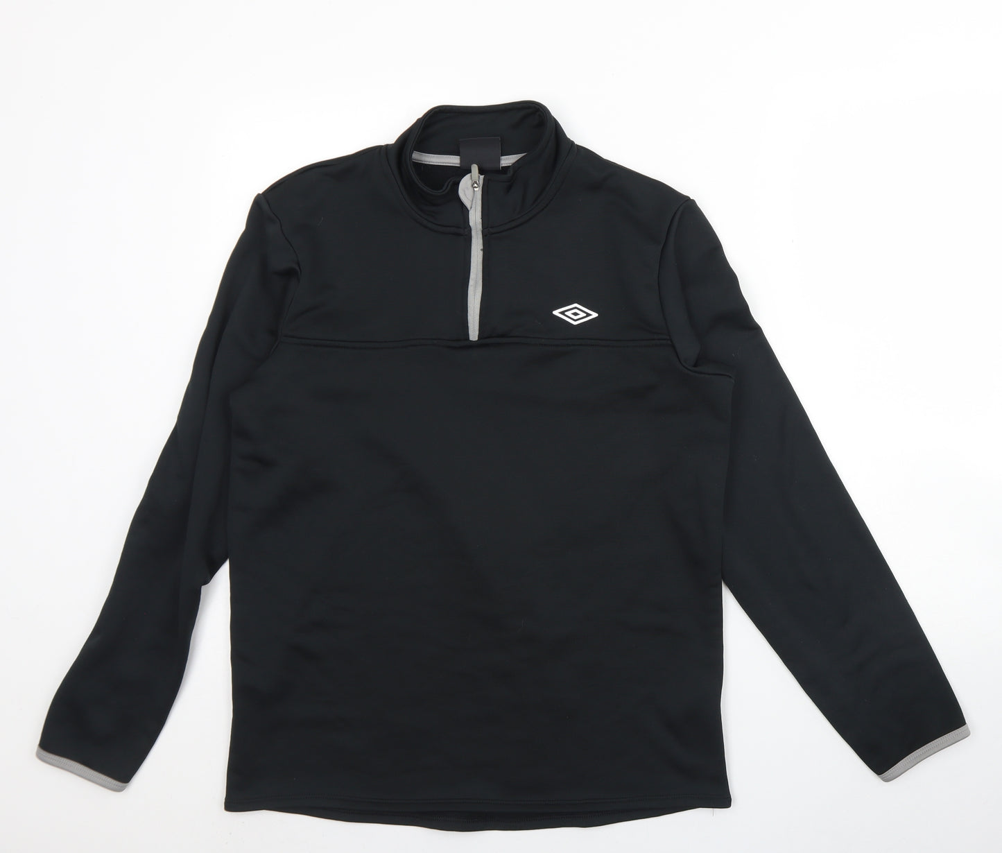 Umbro Mens Black High Neck  Polyester Henley Jumper Size M