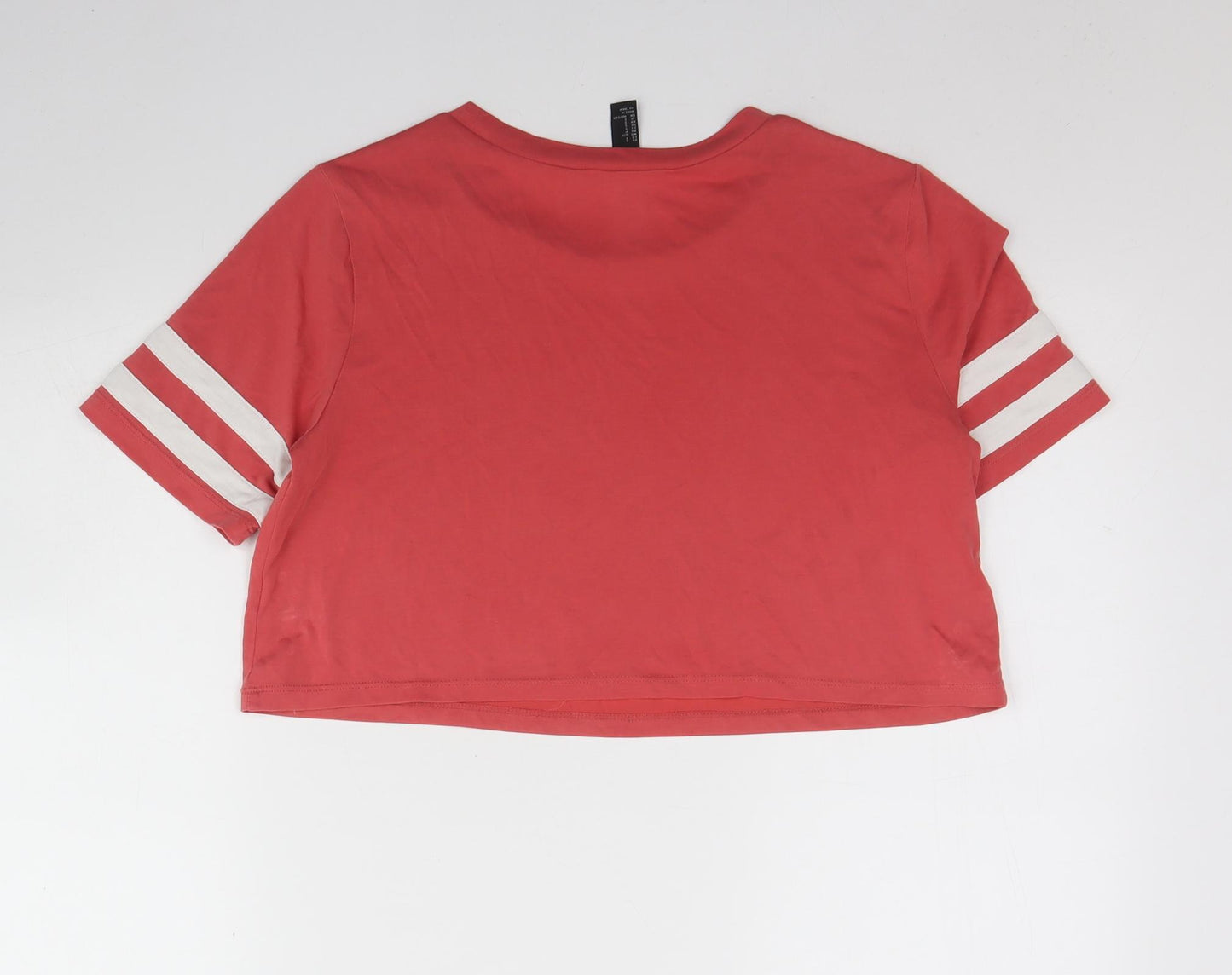 FOREVER 21 Womens Pink  Polyester Cropped T-Shirt Size S Round Neck