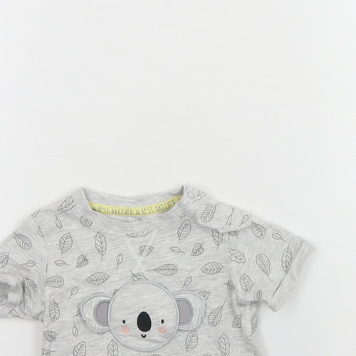 TU Baby Grey Spotted Cotton Basic T-Shirt Size 9-12 Months Round Neck