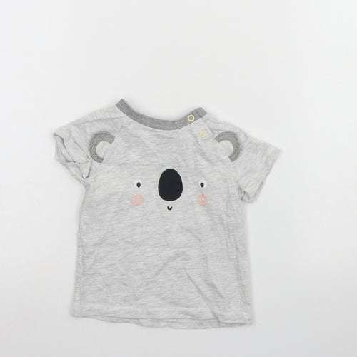 TU Baby Grey  Cotton Basic T-Shirt Size 9-12 Months Round Neck  - Koala Bear