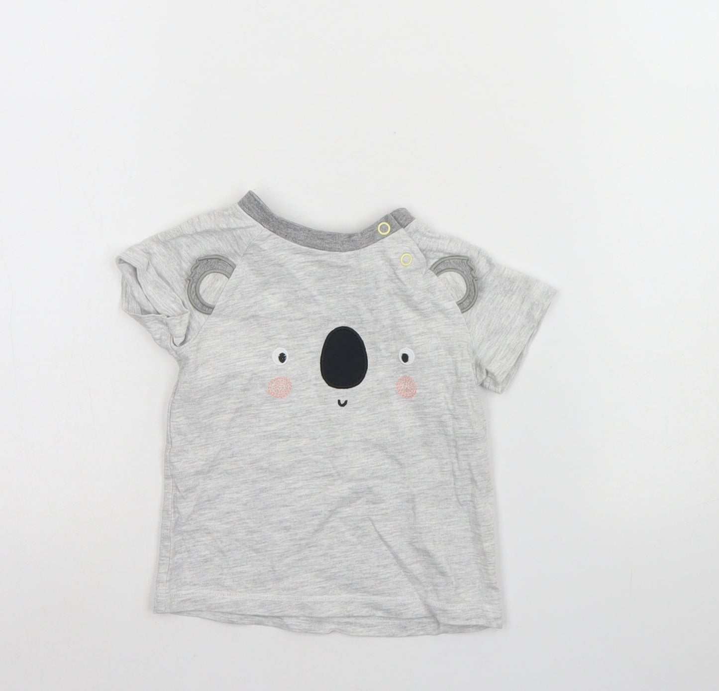 TU Baby Grey  Cotton Basic T-Shirt Size 9-12 Months Round Neck  - Koala Bear