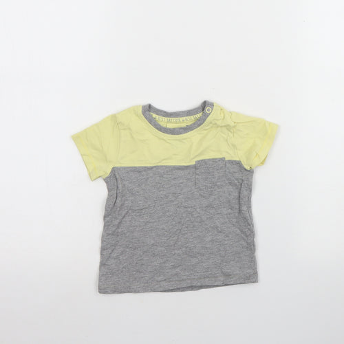 TU Baby Grey  Cotton Basic T-Shirt Size 9-12 Months Round Neck