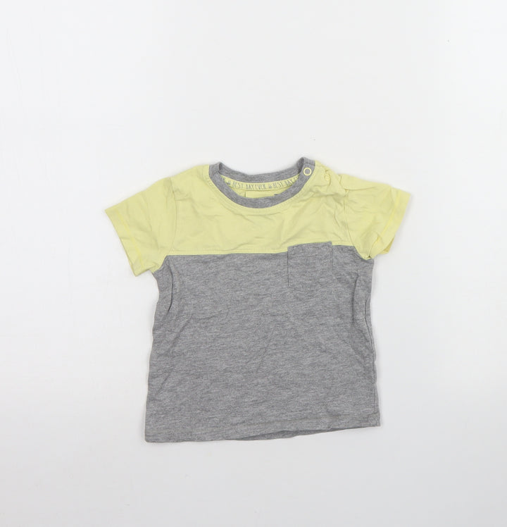 TU Baby Grey  Cotton Basic T-Shirt Size 9-12 Months Round Neck