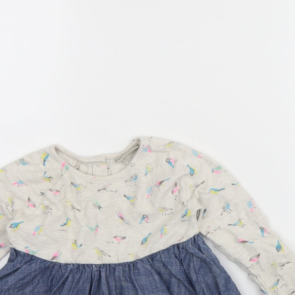 NEXT Girls Blue  Cotton Pinafore/Dungaree Dress  Size 18 Months  Round Neck