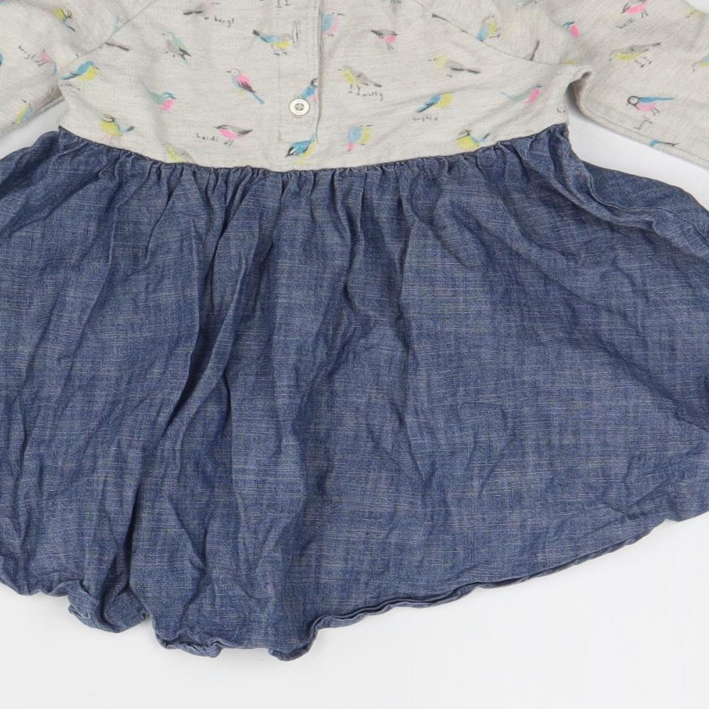 NEXT Girls Blue  Cotton Pinafore/Dungaree Dress  Size 18 Months  Round Neck