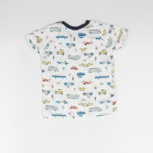 Nutmeg Baby White Spotted Cotton Basic T-Shirt Size 9-12 Months Round Neck