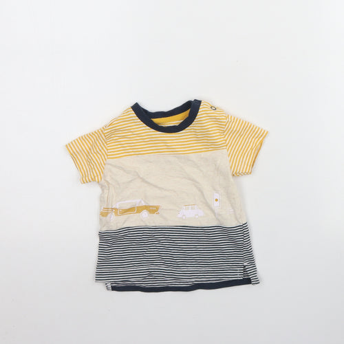 Nutmeg Baby Multicoloured Striped Cotton Basic T-Shirt Size 9-12 Months Round Neck