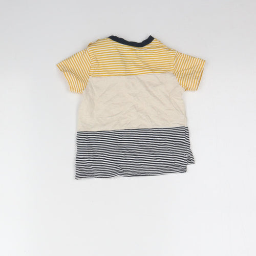 Nutmeg Baby Multicoloured Striped Cotton Basic T-Shirt Size 9-12 Months Round Neck