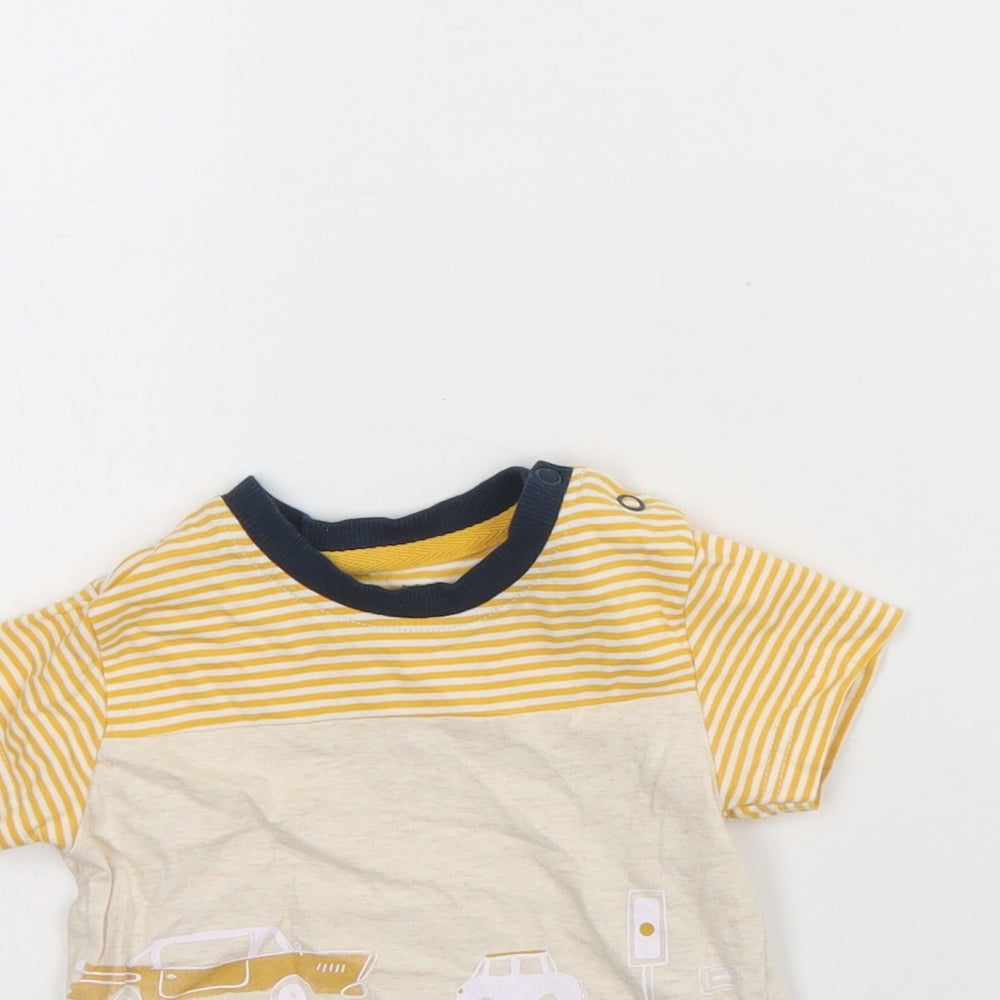 Nutmeg Baby Multicoloured Striped Cotton Basic T-Shirt Size 9-12 Months Round Neck