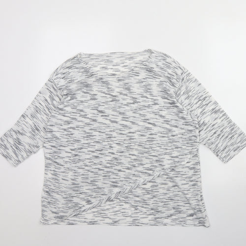 Preworn Womens White Round Neck Herringbone Polyester Pullover Jumper Size 14