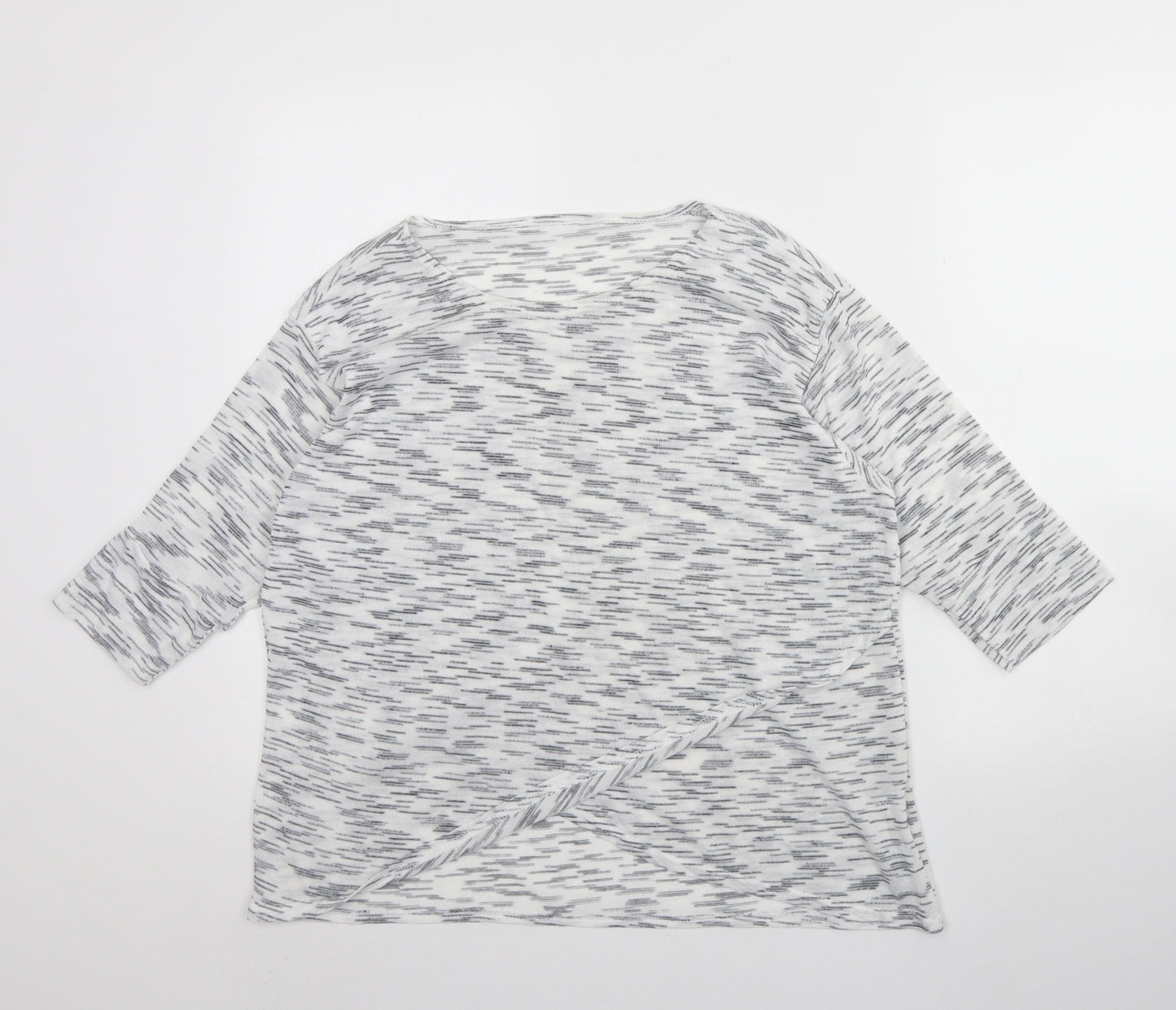 Preworn Womens White Round Neck Herringbone Polyester Pullover Jumper Size 14