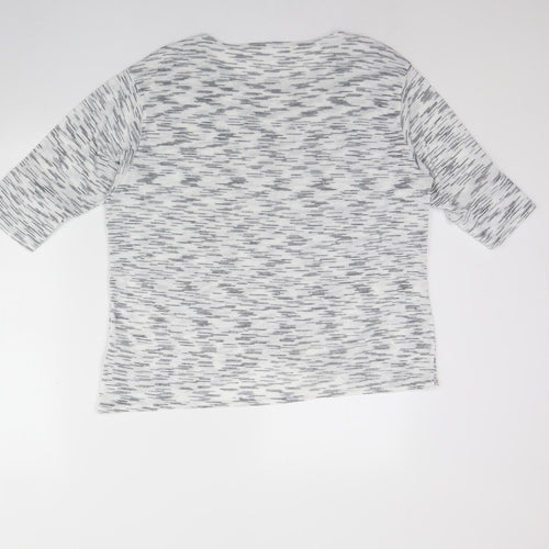 Preworn Womens White Round Neck Herringbone Polyester Pullover Jumper Size 14