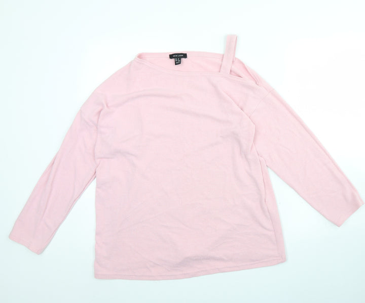 New Look Womens Pink Round Neck  Polyester Pullover Jumper Size M