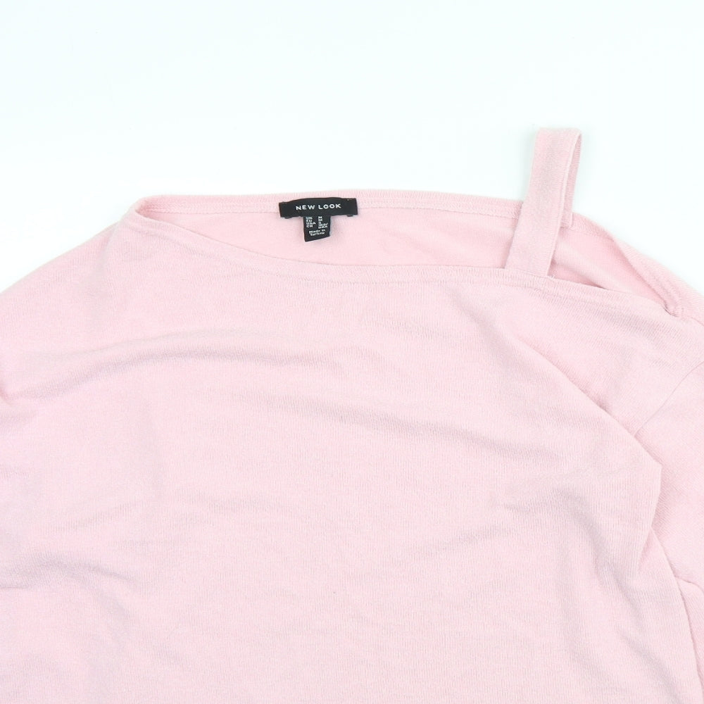 New Look Womens Pink Round Neck  Polyester Pullover Jumper Size M