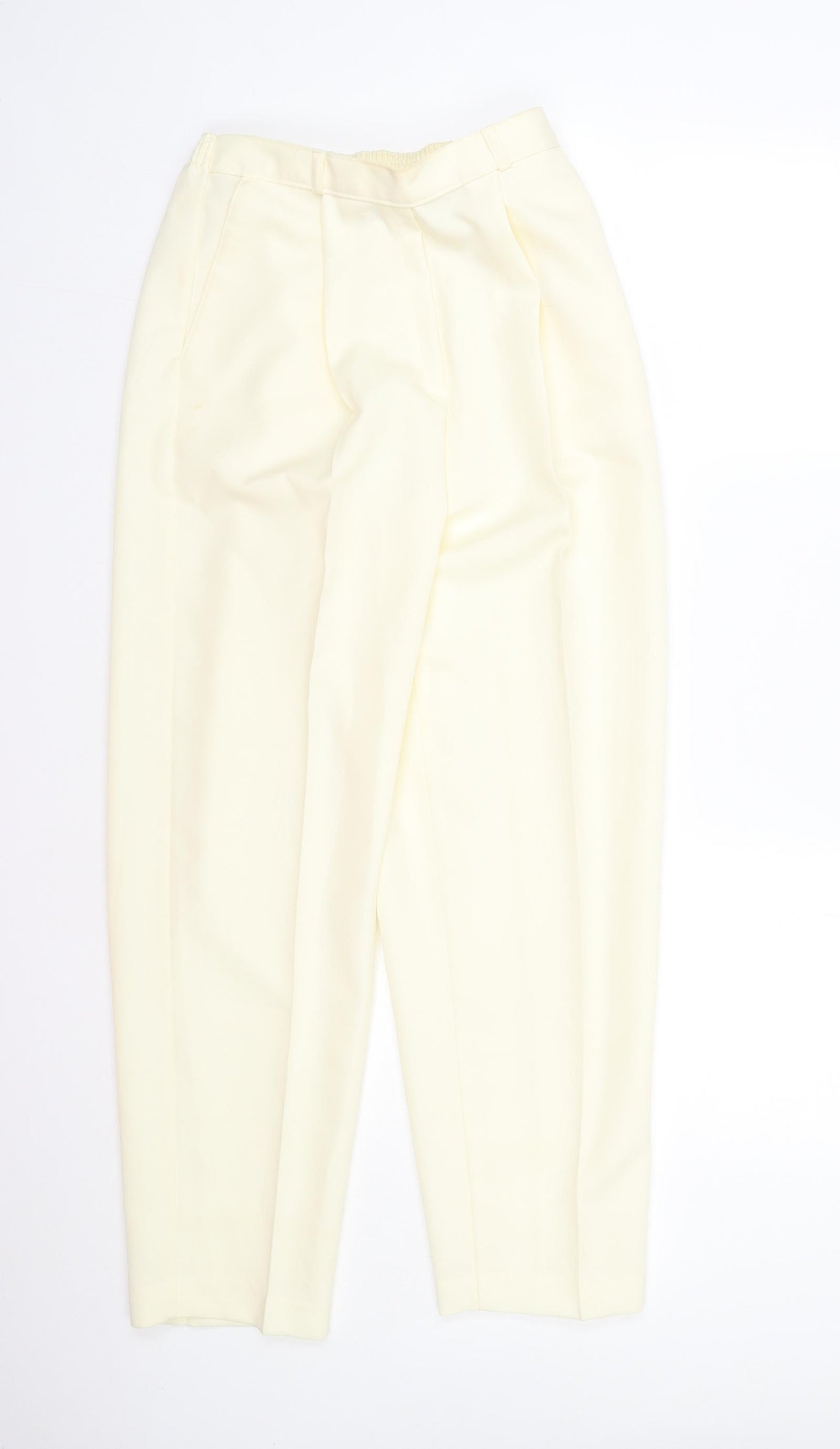 Slimma Womens White  Polyester Trousers  Size 14 L25 in Regular