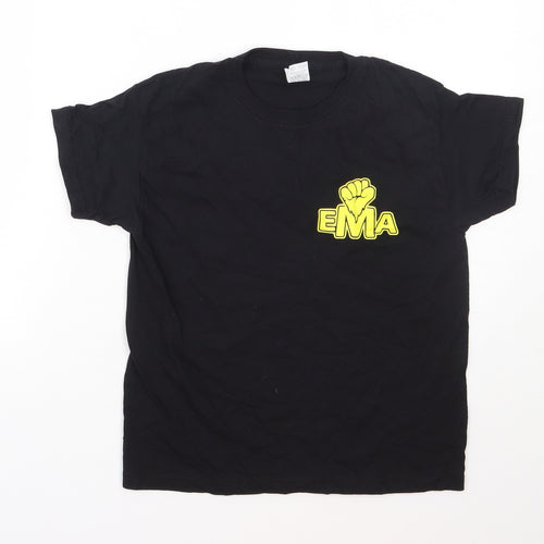Fruit of the Loom Girls Black  Cotton Basic T-Shirt Size 7-8 Years Round Neck