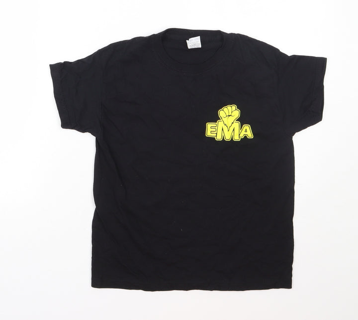 Fruit of the Loom Girls Black Cotton Basic T-Shirt Size 7-8 Years Round Neck