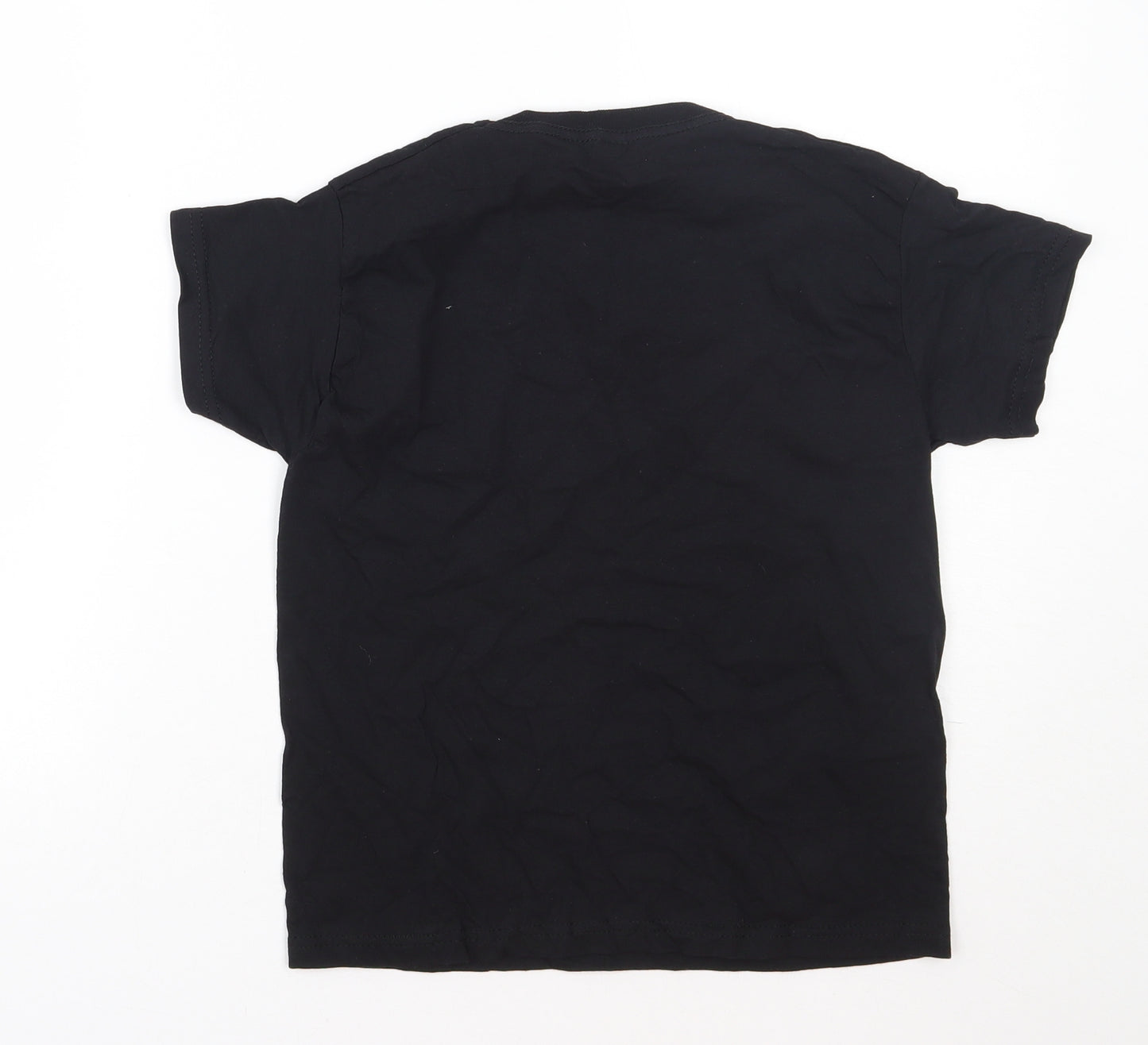 Fruit of the Loom Girls Black  Cotton Basic T-Shirt Size 7-8 Years Round Neck