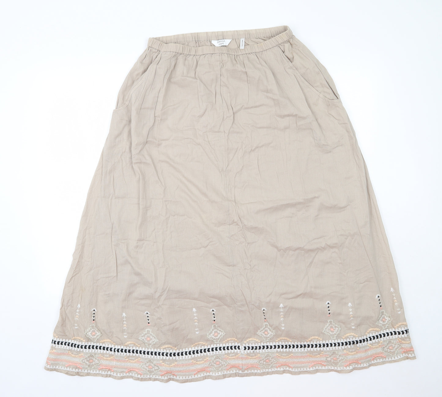 Joanna Hope Womens Beige  Cotton Flare Skirt Size 14