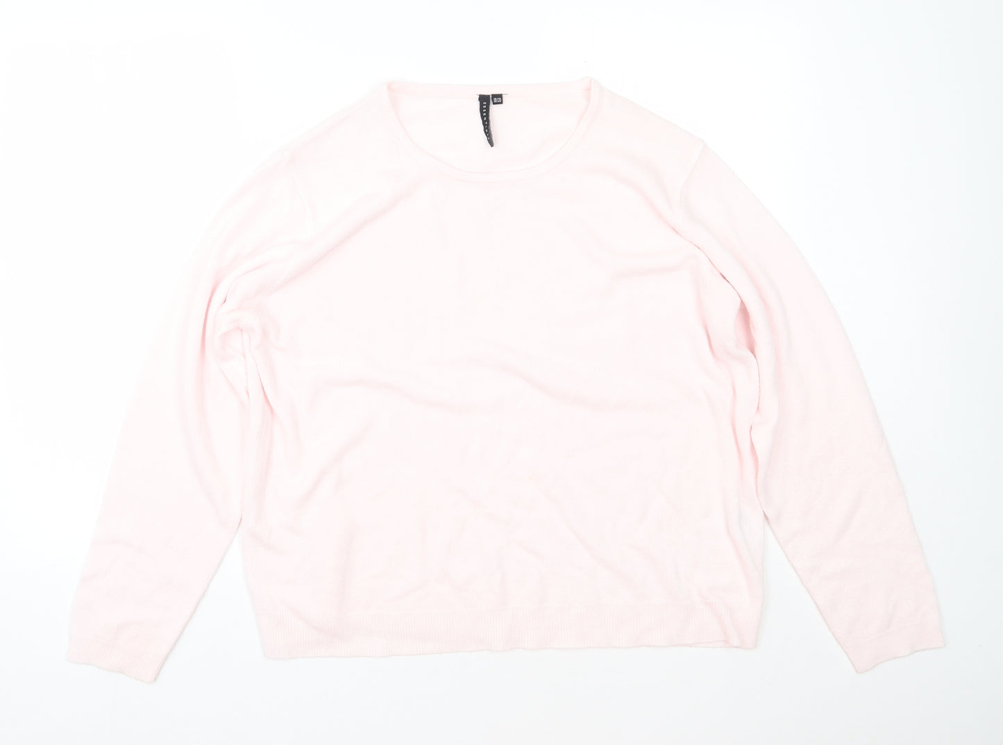 Intuition Essentials Womens Pink Round Neck  Acrylic Pullover Jumper Size 20