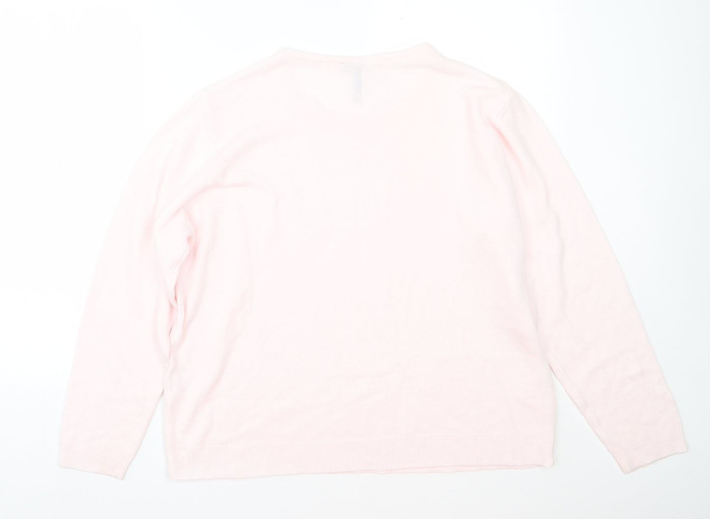 Intuition Essentials Womens Pink Round Neck  Acrylic Pullover Jumper Size 20
