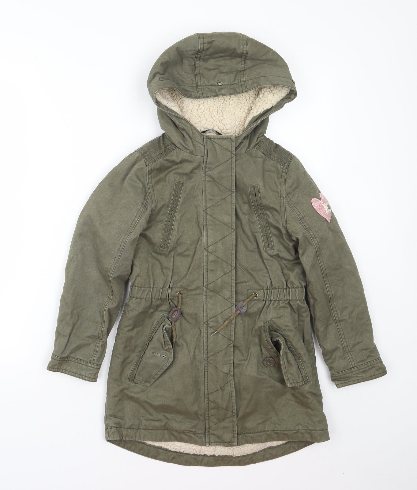 George Girls Green   Overcoat Coat Size 8-9 Years  Zip
