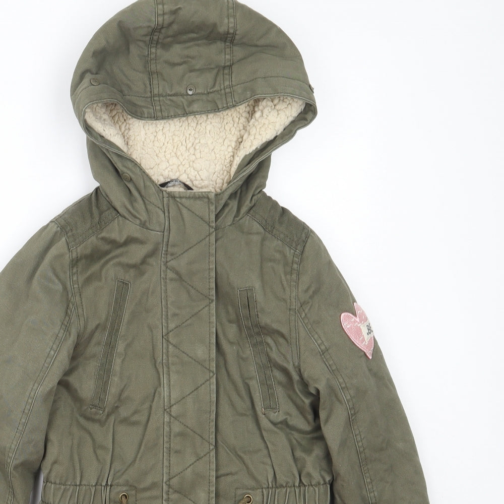 George Girls Green   Overcoat Coat Size 8-9 Years  Zip