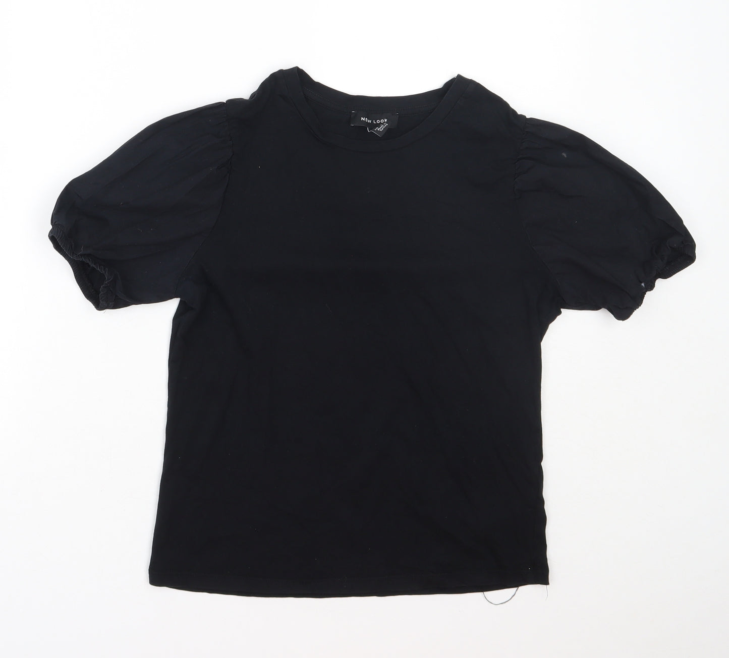 New Look Womens Black  Cotton Basic T-Shirt Size 10 Round Neck