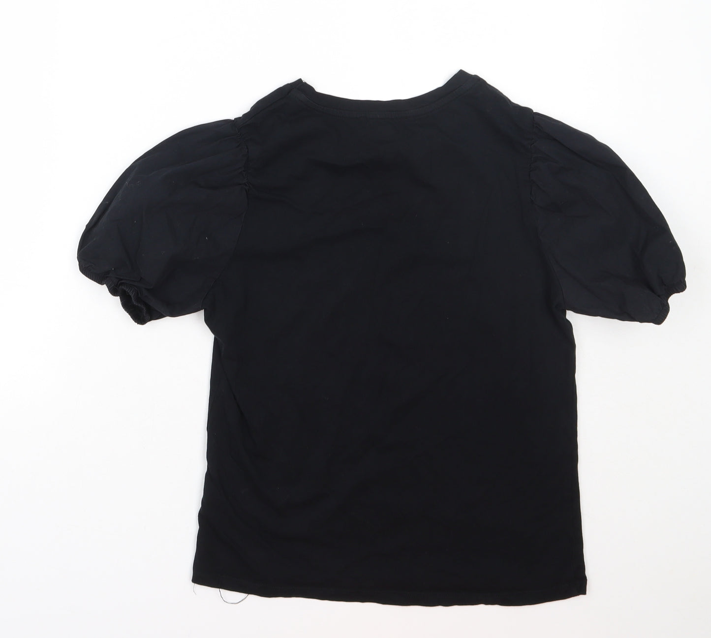 New Look Womens Black  Cotton Basic T-Shirt Size 10 Round Neck