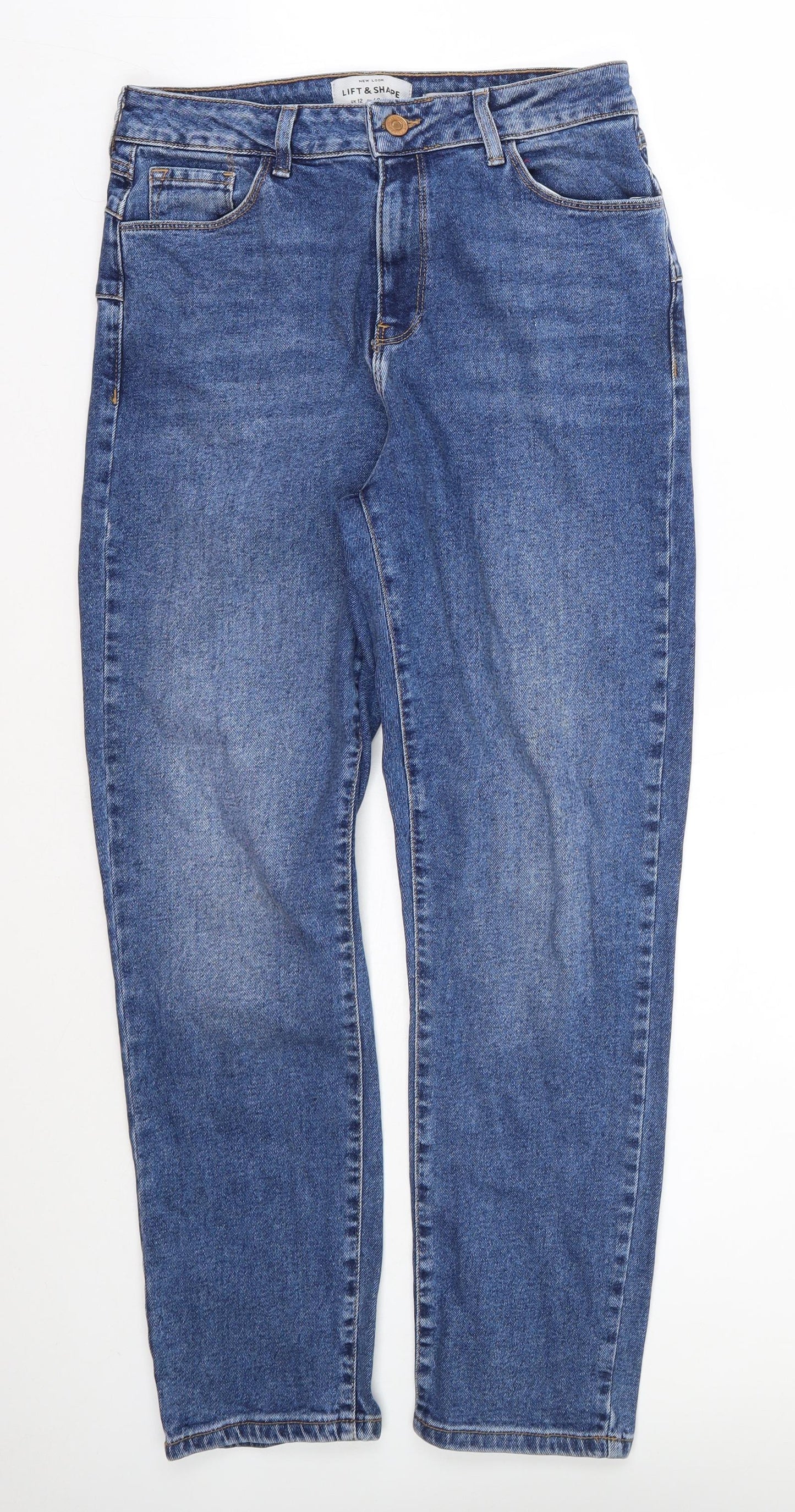 New Look Womens Blue  Cotton Mom Jeans Size 12 L25 in Regular
