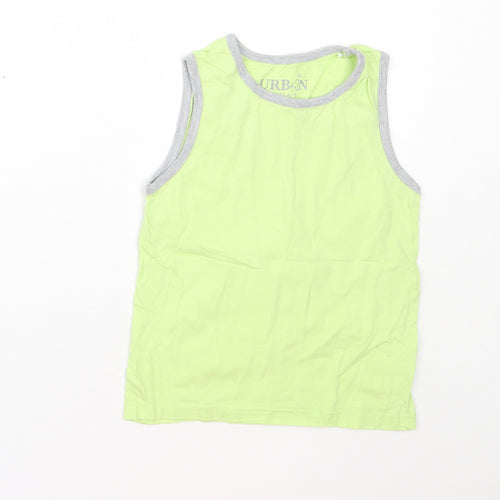 URBAN RASCALS Boys Green  Cotton Basic Tank Size 4-5 Years Round Neck