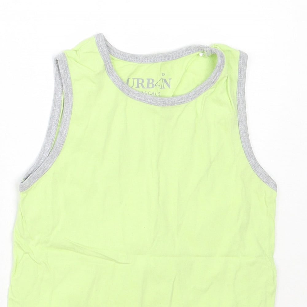 URBAN RASCALS Boys Green  Cotton Basic Tank Size 4-5 Years Round Neck
