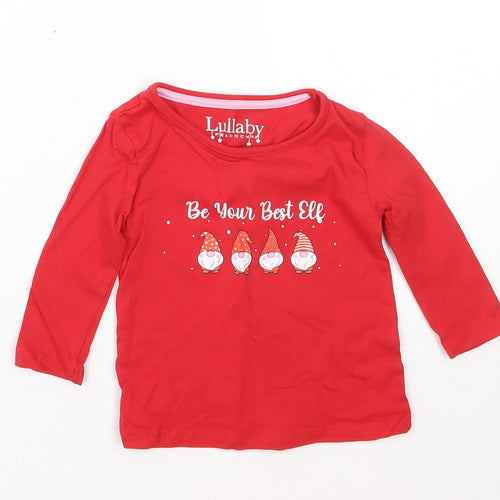 Lullaby Girls Red  Cotton Cami Pyjama Top Size 12-18 Months   - christmas