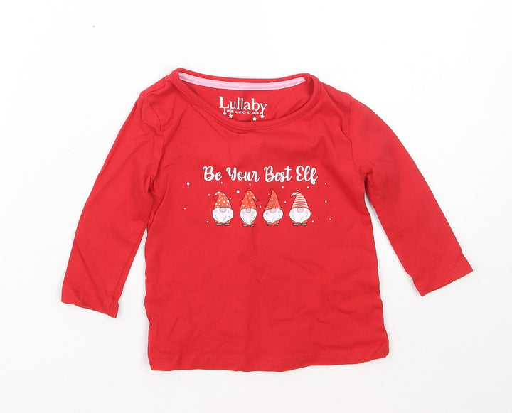Lullaby Girls Red  Cotton Cami Pyjama Top Size 12-18 Months   - christmas
