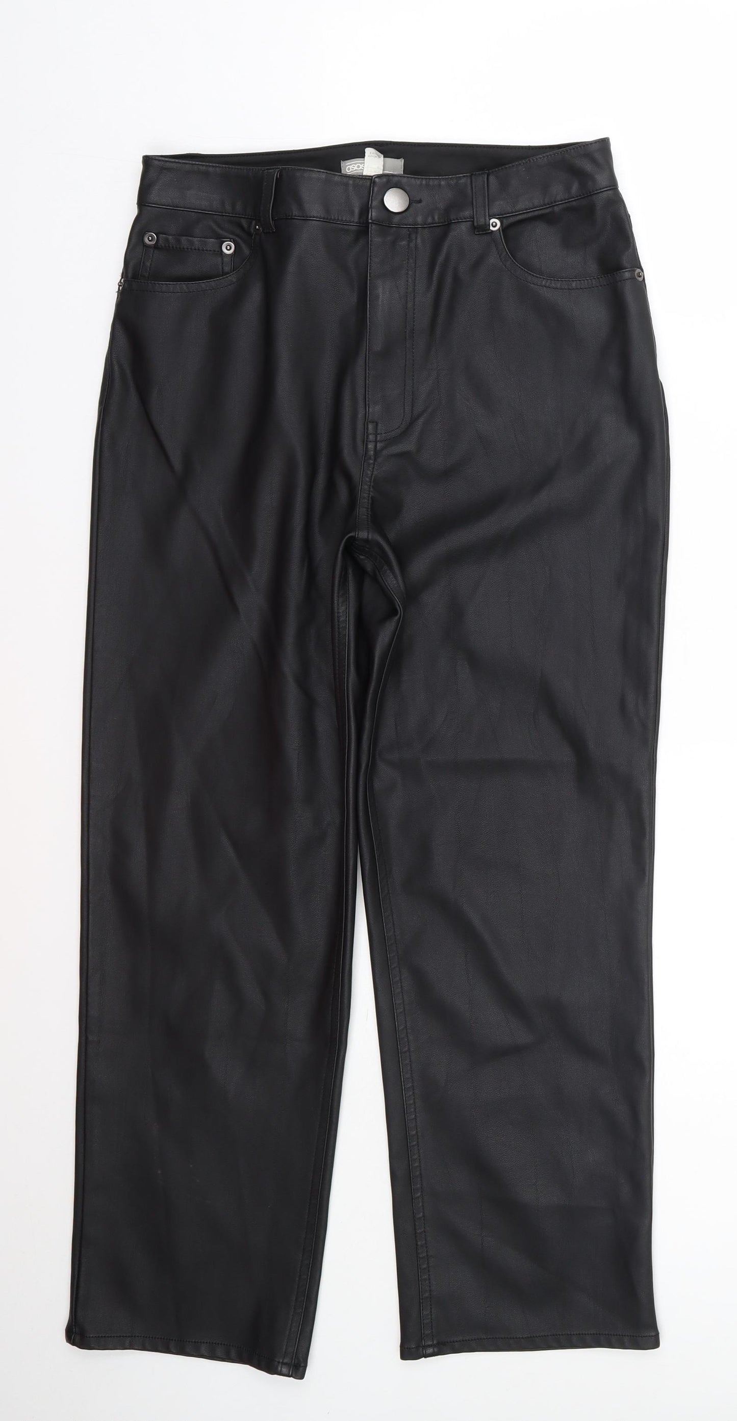 ASOS Womens Black  Polyurethane Capri Trousers Size 12 L26 in Regular