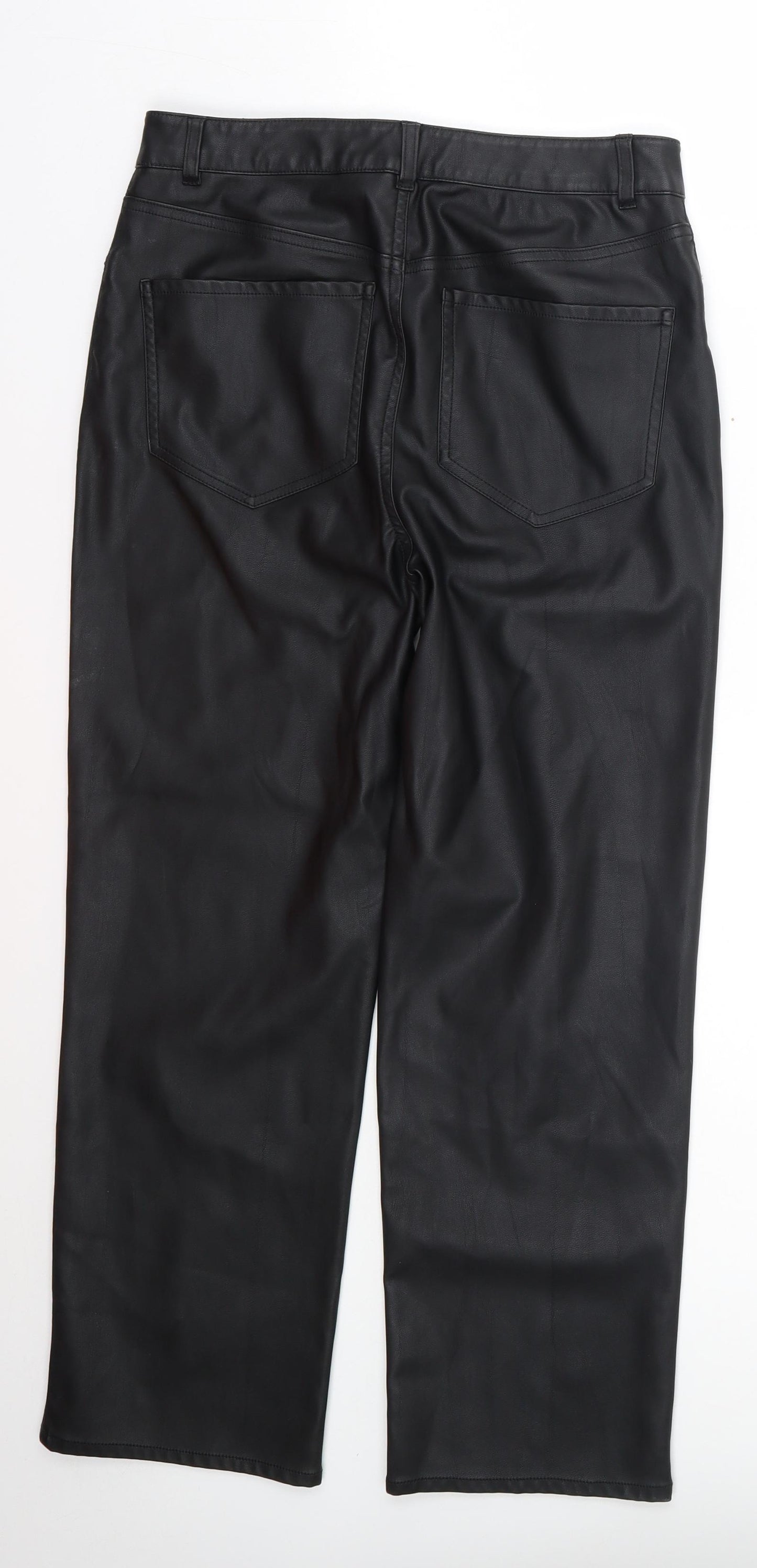 ASOS Womens Black  Polyurethane Capri Trousers Size 12 L26 in Regular