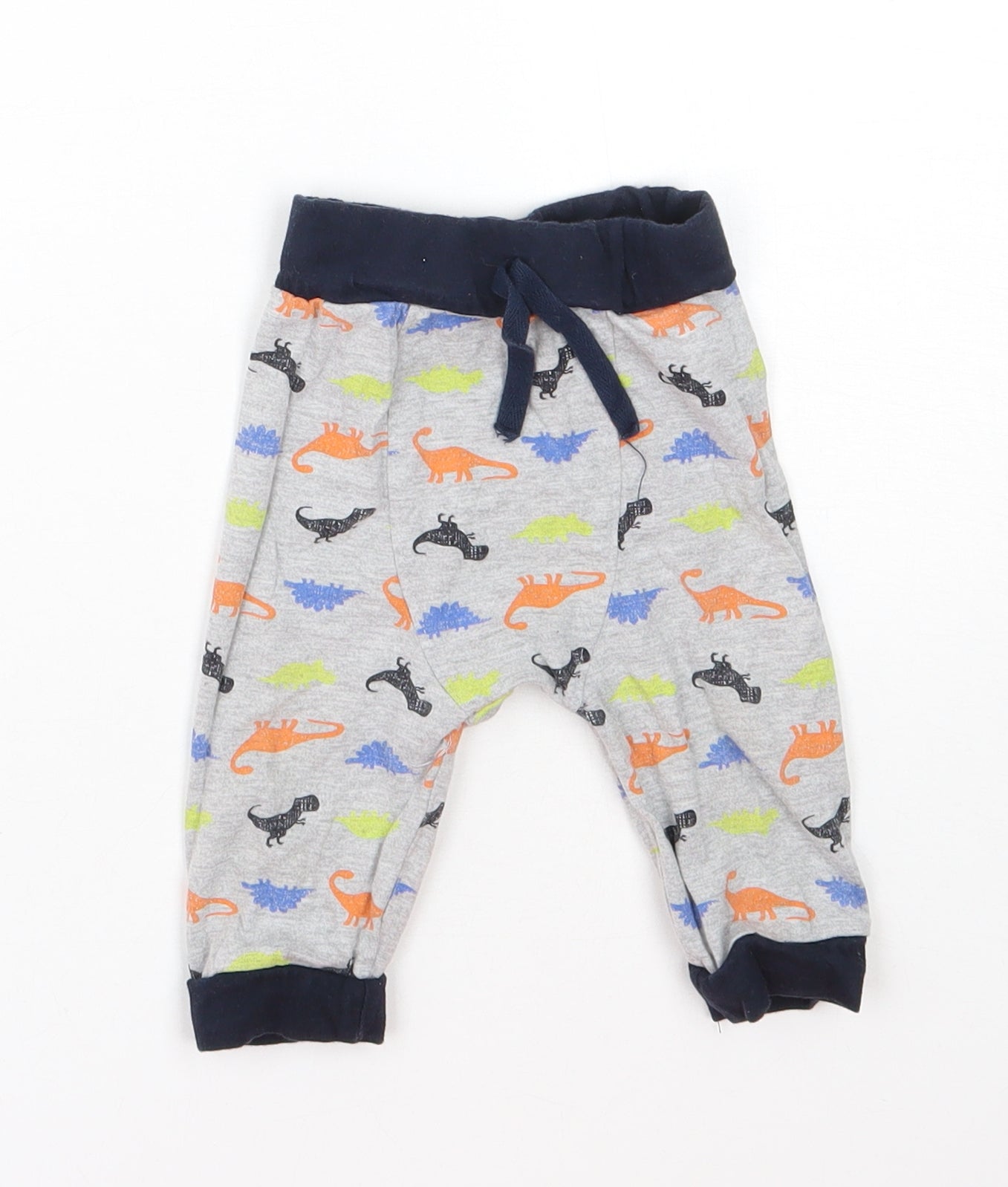 Baby Boys Grey Animal Print Cotton Cami Pyjama Pants Size 3-6 Months   - Dinosaur