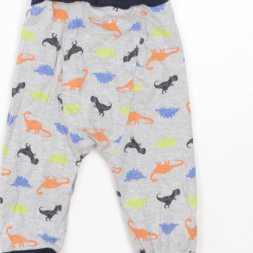 Baby Boys Grey Animal Print Cotton Cami Pyjama Pants Size 3-6 Months   - Dinosaur