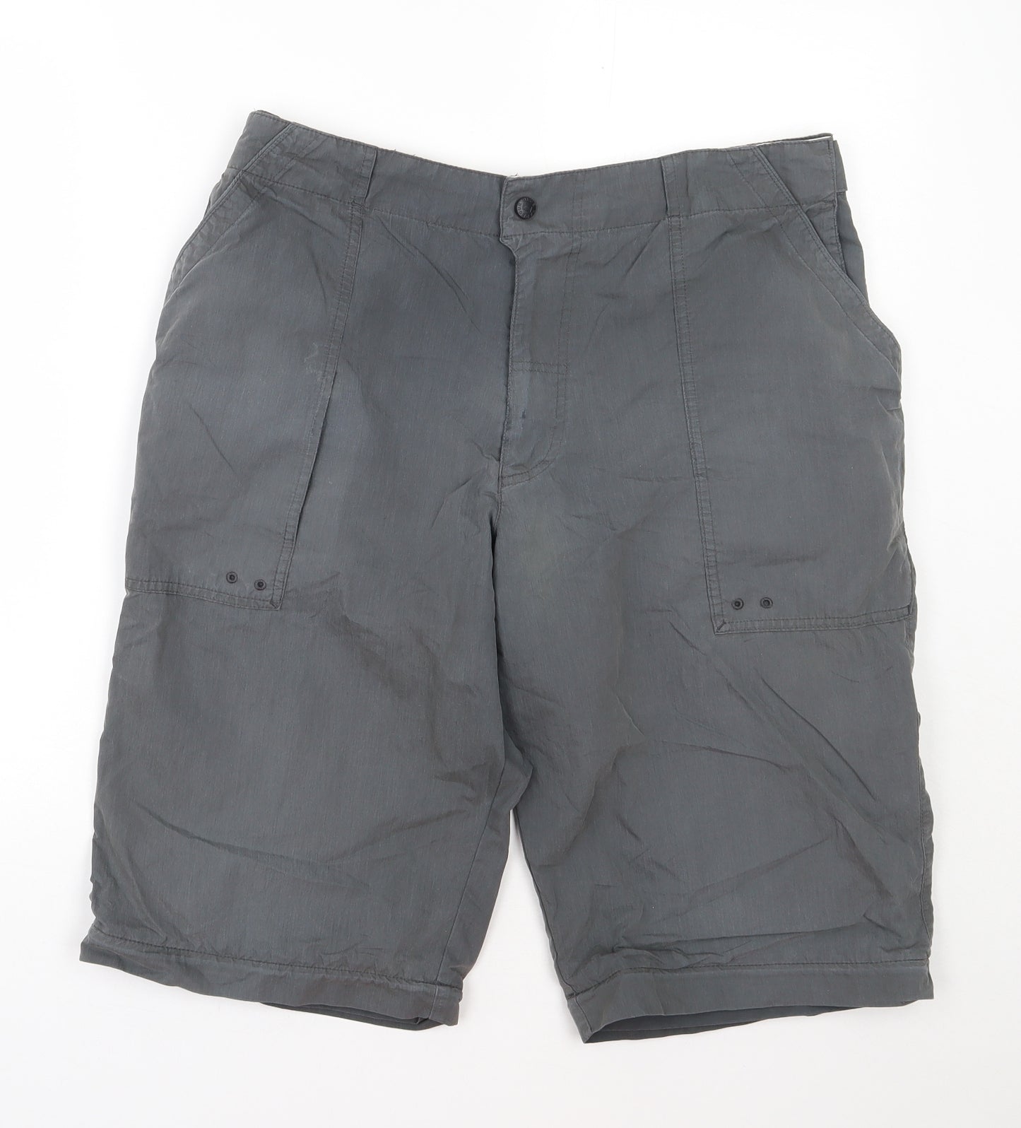 M&S Mens Grey  Cotton Cargo Shorts Size 34 L10 in Regular