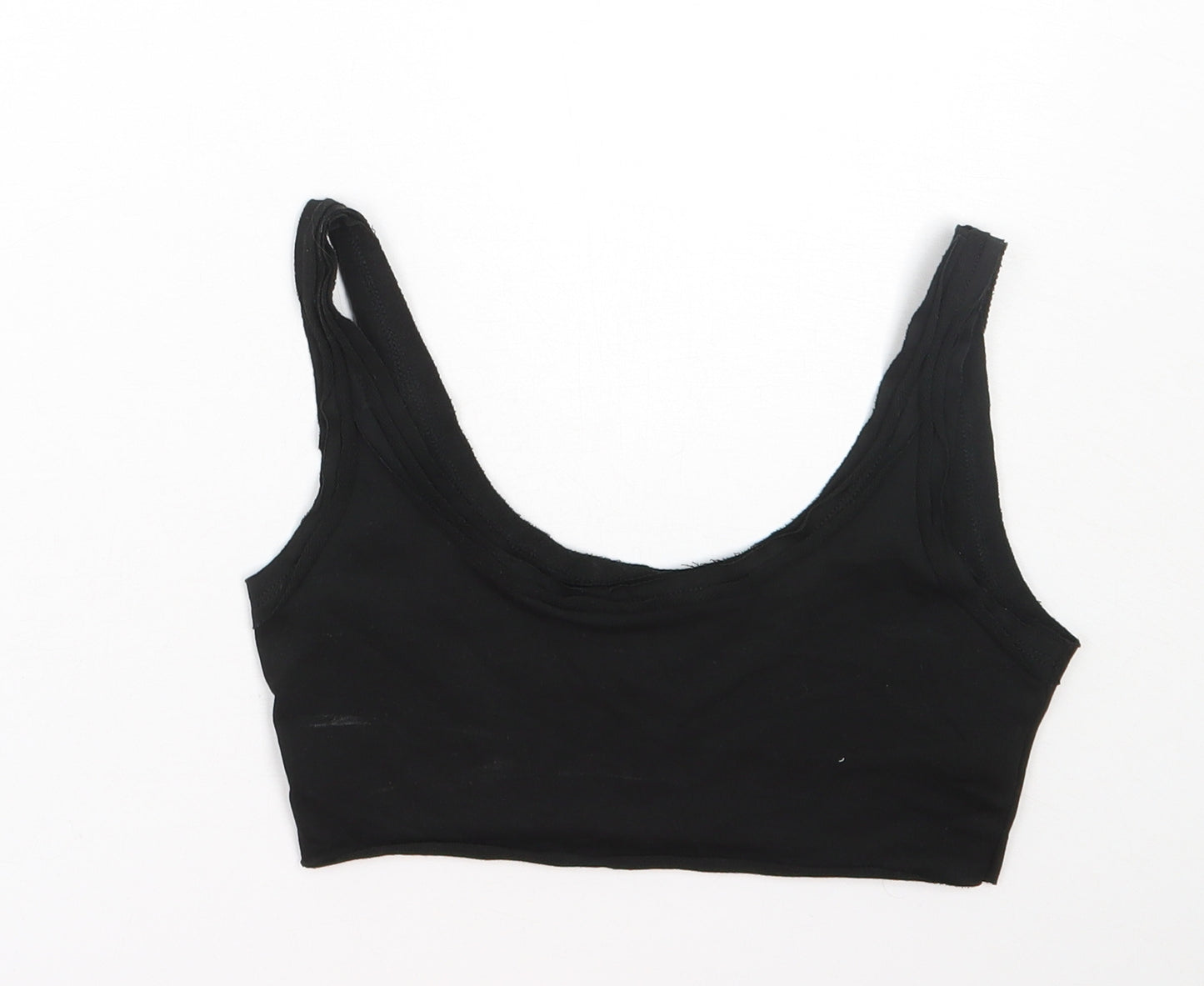 Shien Womens Black  Cotton Cropped Tank Size XS Scoop Neck