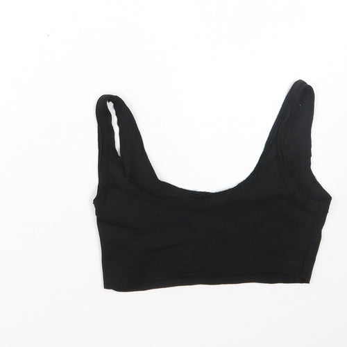 Shien Womens Black  Cotton Cropped Tank Size XS Scoop Neck