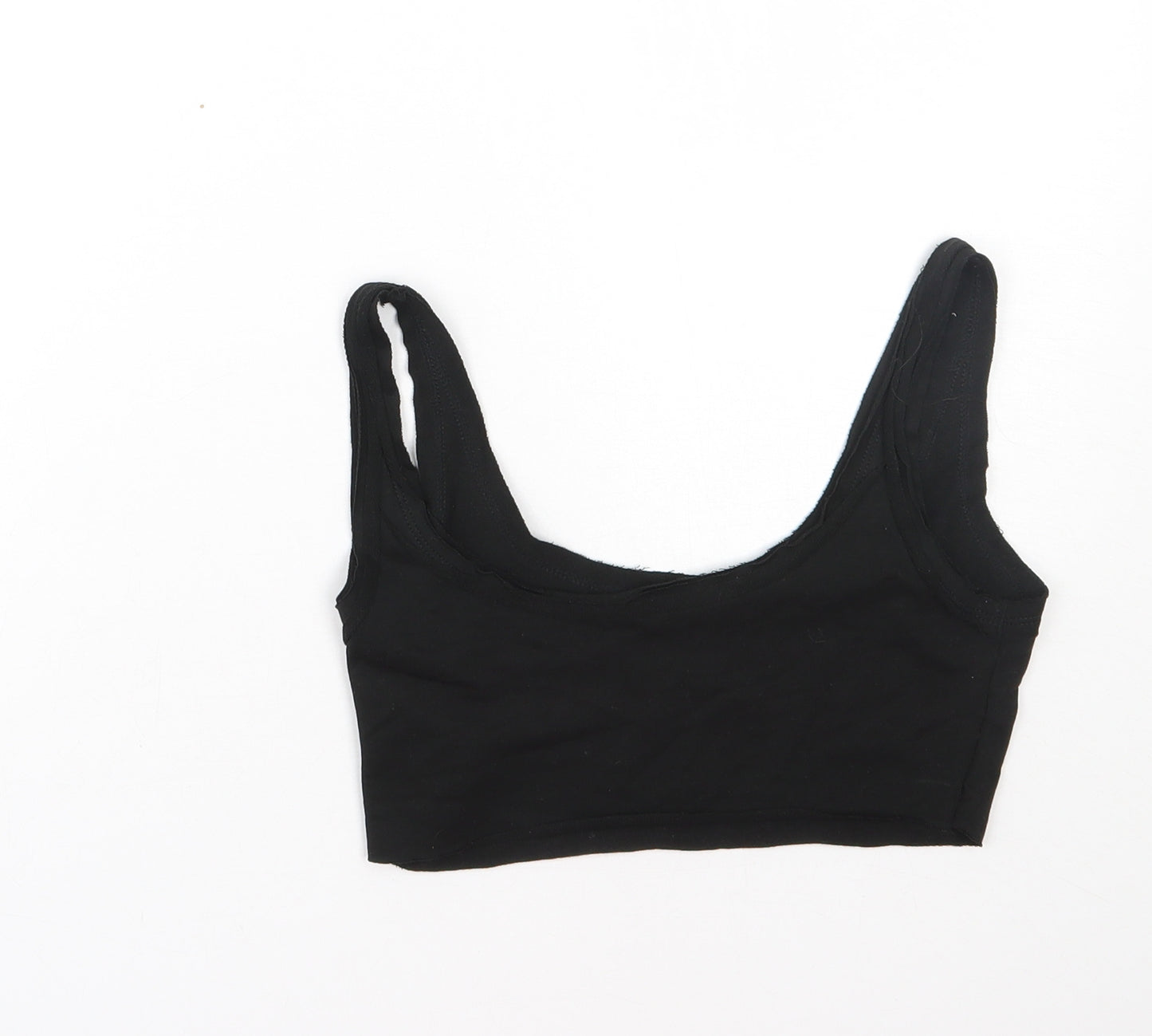 Shien Womens Black  Cotton Cropped Tank Size XS Scoop Neck